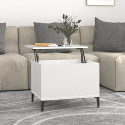 Vidaxl Klubska mizica bela 60x44,5x45 cm inženirski les