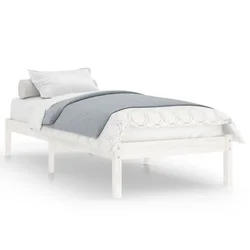 Vidaxl Posteljni okvir bel iz trdnega lesa 75x190 cm