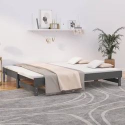Dnevni ležaj na izvlačenje sivi 2x(80x200) cm masivna borovina