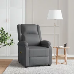 Masažna fotelja od umjetne kože siva