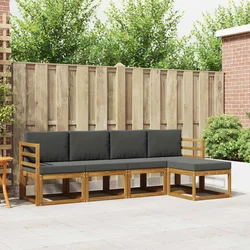 Set vanjskih sofa 5 pcs Prirodna i antracit Čvrsto drvo akacije