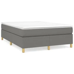 Vidaxl Box spring posteljni z vzmetnico temno siv 140x190 cm blago