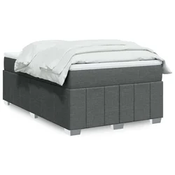 vidaXL Box spring postelja z vzmetnico temno siva 120x190 cm blago