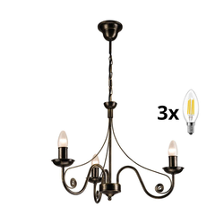 Brilagi - LED luster na lancu STEFANO 3xE14/40W/230V crna patina