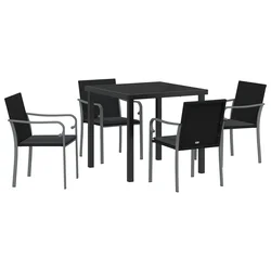 Vrtni set za objed 5 pcs Crna i Siva PE ratan