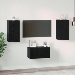 Set TV komoda Zidne 3 pcs Crni hrast Konstruirano drvo