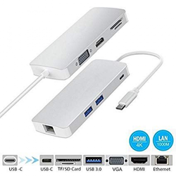 Adapter-konv. Tip C na VGA/HDMI/SD/RJ45/2xUSB3.0/TipC LINKOM