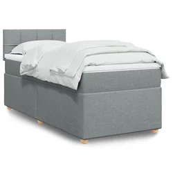Vidaxl Box spring postelja z vzmetnico svetlo siva 80x200 cm blago