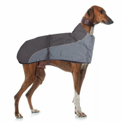 Pasji plašč z ovratnikom GREYHOUND, sivo-črn – 50 cm