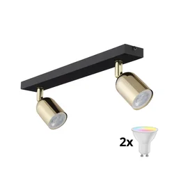 LED RGBW prigušiva ugradna spot svetiljka TOP 2xGU10/6,5W/230V 2700-6500K crna/zlatna
