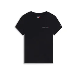 Tommy Jeans Majica Logo Slim črna/bela