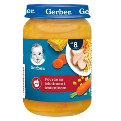Gerber Kašica za bebe od povrća, teletina i testenine, 190g