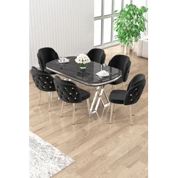 Hanah Home Trpezarijski set, 7 komada, Crni