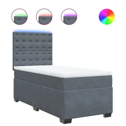 Vidaxl Box spring postelja z vzmetnico temno siv 90x190 cm žamet
