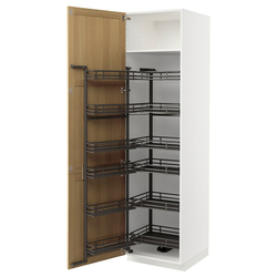 METOD Visoki element s izvlačnim fiokama, bela/Forsbacka hrastovina, 60x60x220 cm