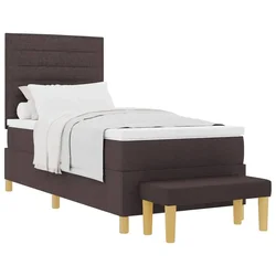 Vidaxl Postelja z vzmetnico z vzglavjem Temno rjava 200 x 90 cm blago