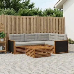 Set vanjskih sofa 5 pcs Prirodna i svjetlosiva 79 x 79 x 37 cm