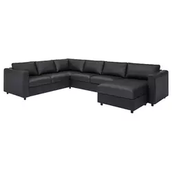 VIMLE Ugaona sofa, 5-sed, s lenjivcem/Grann/Bomstad crna