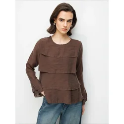 MixRay Bluza Blusen temno rjava