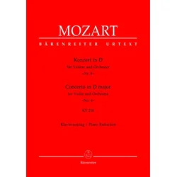 MOZART : note KONZERT NR.4 D DUR,VIOLINE AND piano