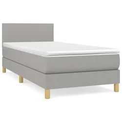 Vidaxl Box spring postelja z vzmetnico svetlo siva 90x200 cm blago