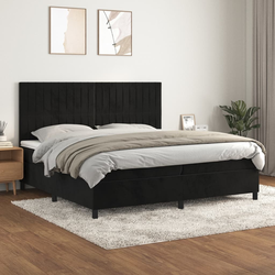 shumee Box spring postelja z vzmetnico črna 200x200 cm žamet