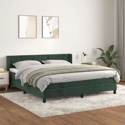 Vidaxl Box spring postelja z vzmetnico temno zelena 160x200 cm žamet
