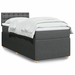 Vidaxl Box spring postelja z vzmetnico temno siva 80x200 cm blago