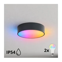 Brilagi - LED RGBW stropno svetlo za kupatilo CLARE 2xE27/12W/230V prečnik 30 cm antracit IP54