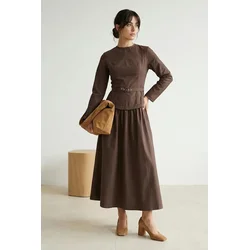 Trendyol Modest Ženska haljina Tctss26Eb00043, Smeđa