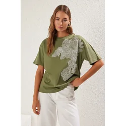 Trendyol Milla Ženska majica TWOSS25TS00045, Kaki