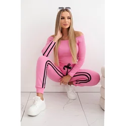 Set with double stripe light pink color