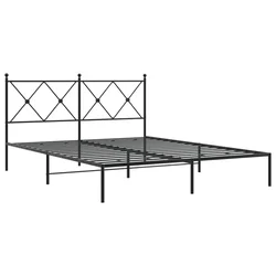 Vidaxl Kovinski posteljni okvir z vzglavjem črn 160x200 cm