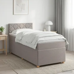 vidaXL Postelja boxspring z vzmetnico Taupe 90 x 190 cm Blago