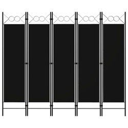 Sobna pregrada s 5 panela crna 200 x 180 cm