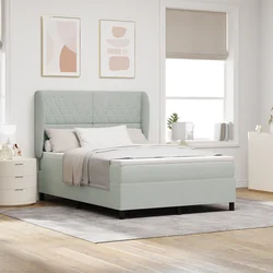 vidaXL Box Spring postelja z Matrasom Svetlo siva 140x200 cm Žamet