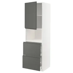 METOD / MAXIMERA Vis.elem.mikrotal. s vratima/2fioke, bela/Voxtorp tamnosiva, 60x60x200 cm