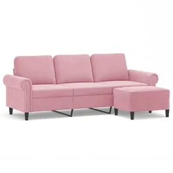 Vidaxl Trosed s stolčkom za noge roza 180 cm žamet