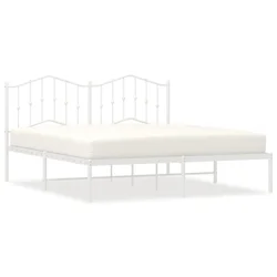 Vidaxl Kovinski posteljni okvir z vzglavjem bel 183x213 cm