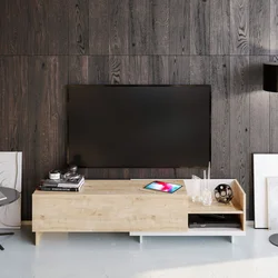 Hanah Home TV Komoda Parion, 165x41x35 cm, Belo-Bež