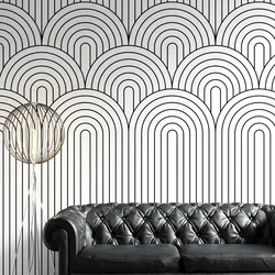 Samolepilna tapeta črnobeli vzorec mavrice Mid-Century - 245x165