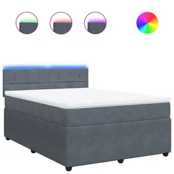 VIDAXL boxspring postelja z vzmetnico (140x190cm, žamet), temno siva