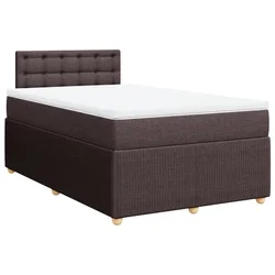 Vidaxl Box spring postelja z vzmetnico temno rjav 120x200 cm blago