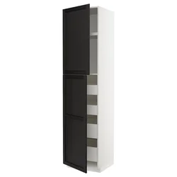 METOD / MAXIMERA Vis.el. s 2 vrata/4 fioke, bela/Lerhyttan crno bajcovano, 60x60x240 cm