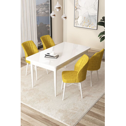 Hanah Home Set Trpezarijski sto i 4 stolice Arp, Žuto-beli