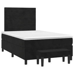 Vidaxl Box spring postelja z vzmetnico črna 120x190 cm žamet