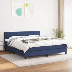 Greatstore Box spring postelja z vzmetnico modra 180x200 cm blago