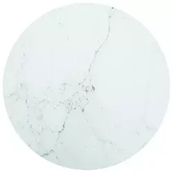Stolna ploča bijela O 70 x 0,8 cm staklena s mramornim uzorkom