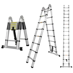 MXM 2v1 teleskopske dvokrake lestve / s pregibom - 5 m, aluminijaste