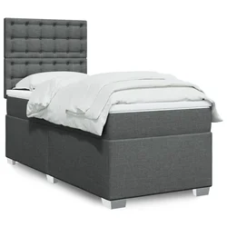 VIDAXL Box spring postelja z vzmetnico temno siva 100x200 cm blago